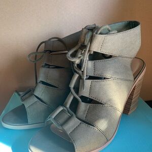 Soda Olive Lace-Up Heeled Sandals